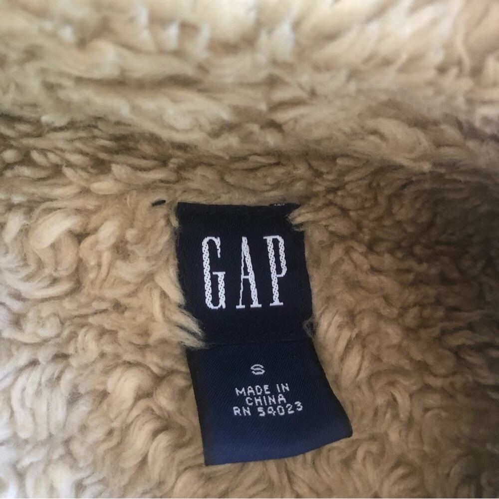 Vintage y2k 2000s Denim Jean Jacket Small Shearling Lined Faux Fur Hollister GAP - Picture 11 of 16